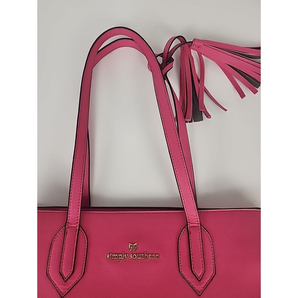 Simply Southern Pink Bag Purse Medium Size Zipper Handles Buttons - Picture 9 of 16